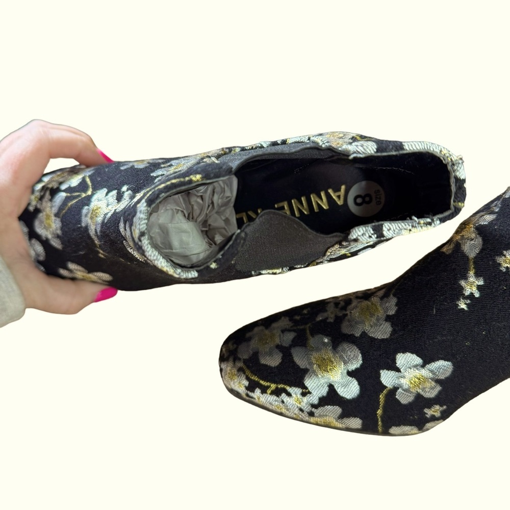 Anne Klein Gorgia Fabric Floral Ankle Booties EUC - Picture 10 of 13